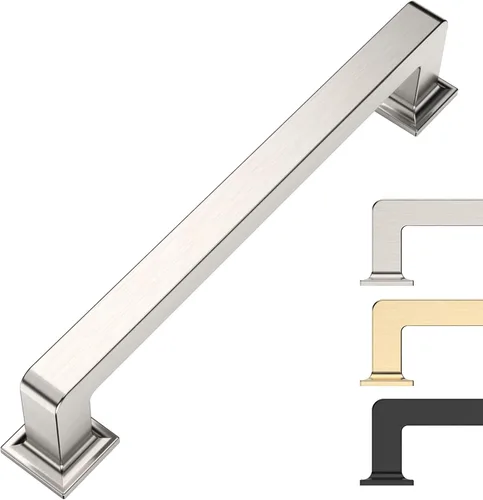 Vista 40 de 9BUILD Paquete de 6 pomos de latón cepillado de 1.2 pulgadas para gabinetes, pomos dorados para cajones, perillas cuadradas para gabinetes