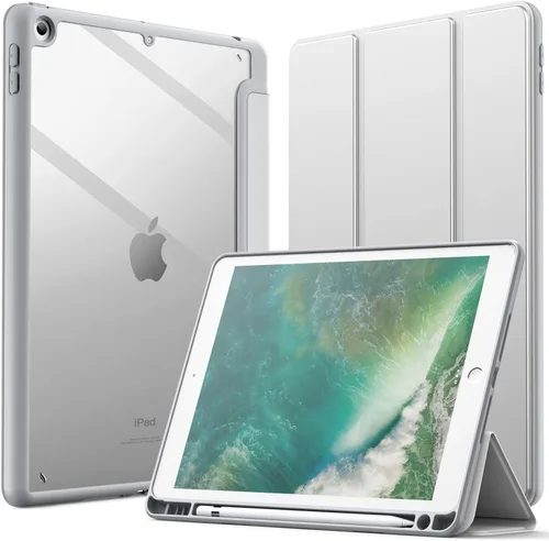 Vista 8 de JETech Funda para iPad de 9.7 pulgadas (6ª/5ª generación, 2018/2017) con soporte para lápices, carcasa trasera transparente transparente y delgada
