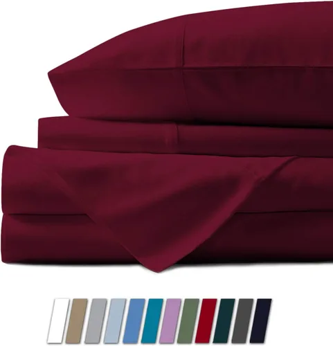 Vista 2 de TREND BEDDING MART Juego de sábanas para sofá cama individual (36 x 72 + 4 de profundidad), color borgoña, 100% algodón egipcio de 800 hilos, se
