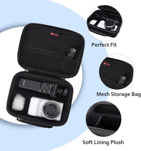 Vista 2 de XANAD Funda rígida para cámara Sony Alpha ZV-E10 / ZV-1 / ZV-1F / ZV-1 II Vlogging con kit de accesorios Vlogger trípode (GP-VPT2 BT) y micrófono