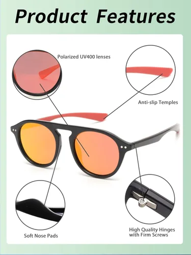Vista 4 de GLINDAR Gafas de sol polarizadas vintage para mujeres y hombres, redondas, protección UV400, gafas retro