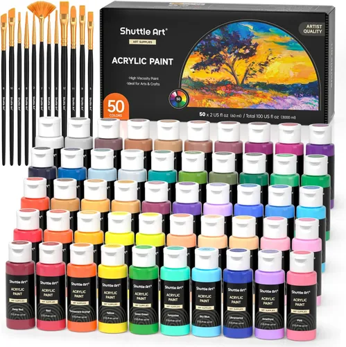 Vista 12 de Conjunto de pintura acrílica de cambio de color Shuttle Art, 16 colores camaleón en botellas (60ml/2oz), pintura acrílica no tóxica para artistas