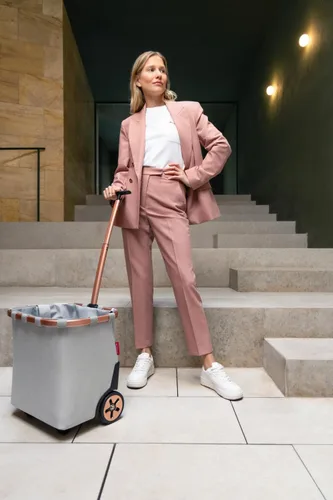 Vista 8 de reisenthel Carrycruiser Twist Sky Rose - Carrito de compras portátil con marco de aluminio resistente, correa para el hombro y bolsa