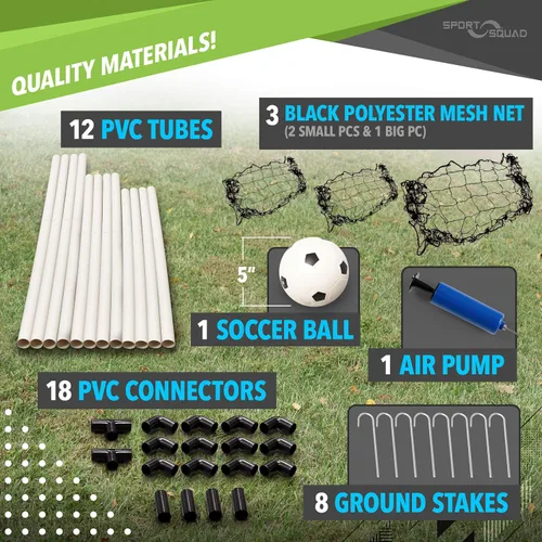 Vista 5 de Sport Squad Portable Soccer Goal Net Set - Training Soccer Goals for Backyard - Indoor or Outdoor Versions - Easy Assembly - Great for Kids and