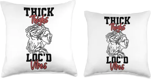 Vista 3 de Locs Afro Dreadlocks Love Natural Beauty Hair Locd Thick Thighs Loc'd Vibes Afro Hair - Almohada africana americana, 16 x 16 pulgadas, multicolor
