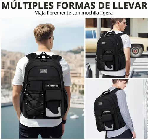 Vista 6 de Mochila para estudiantes adolescentes, material encriptado, múltiples compartimentos y mochila de gran capacidad con bolsillos antirrobo, mochilas