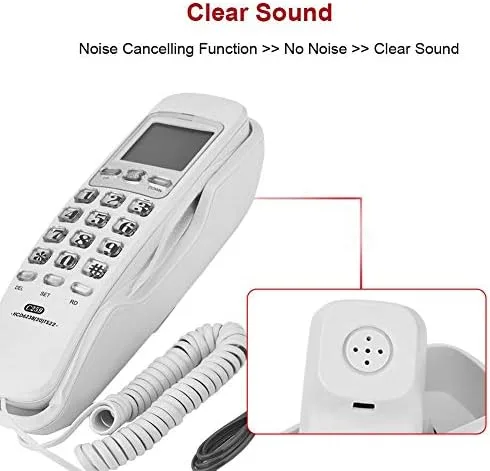 Vista 6 de Teléfono con cable, teléfono de montaje en pared de escritorio con pantalla de llamada de sonido claro Soporte de un botón de redireccionamiento