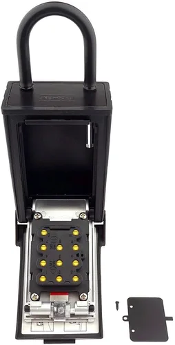 Vista 2 de NU-SET 2080-3 Caja de seguridad con combinación de botón para guardar llaves/tarjetas con grillete para colgar, color negro
