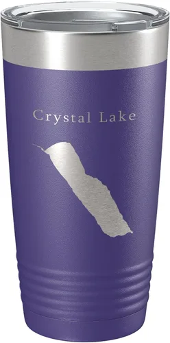 Vista 14 de Crystal Lake Map Tumbler Travel Mug Insulated Laser Engraved Coffee Cup Vermont 20 oz Black