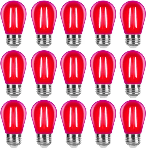 Vista 10 de Bombilla azul S14 de plástico de 2 W LED de repuesto para luces de cadena de luces interiores y exteriores, inastillable, base E26, filamento E26