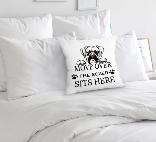 Vista 4 de Fundas de almohada Boxer Decor de 18 x 18 pulgadas, decoración del hogar de perros, regalos para amantes de los perros, almohadas decorativas Move