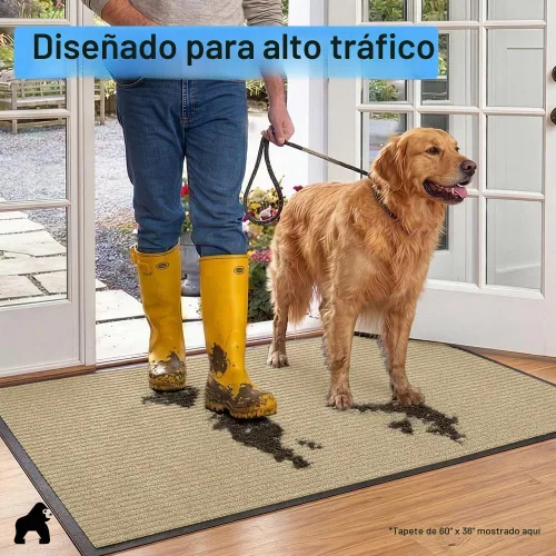 Vista 7 de GORILLA GRIP Traffic Guard - Tapete resistente para interiores y exteriores Beige