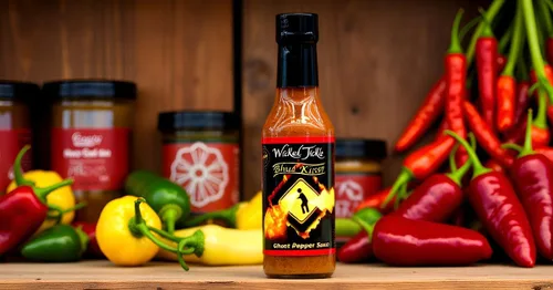 Vista 3 de Ghost Pepper Hot Sauce Wicked Tickle Bhut Kisser Very Hot Salsa ganadora del premio