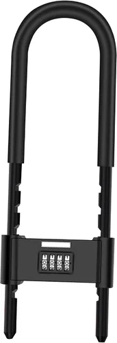 Vista 10 de V·RESOURCING® - Candado de combinación de 4 dígitos, antirrobo en forma de U, resistente, con grillete ajustable, para bicicletas, bicicletas
