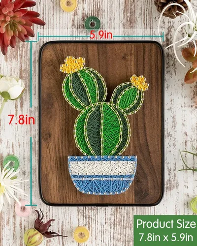 Vista 3 de BAZIMA ALICE Kit de arte de cuerda para principiantes, kit de manualidades de cactus en maceta, regalo único, kit de manualidades para vacaciones