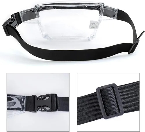Vista 8 de TINYAT - Cangurera transparente pequeña aprobada para el estadio para mujeres, bolsa de cinturón transparente impermeable para conciertos, deportes