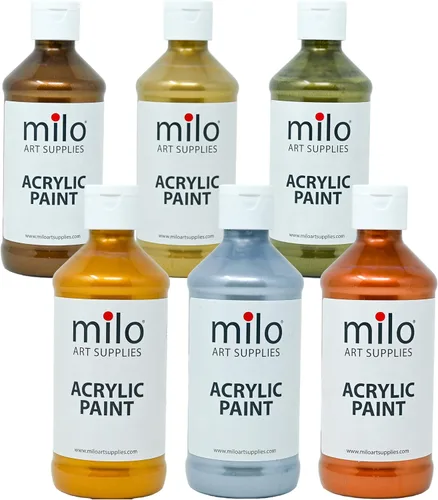 Vista 10 de milo Juego de 6 pinturas acrílicas fluorescentes Botellas de 4 onzas Paquete de pintura acrílica de colores neón para estudiantes Hecho