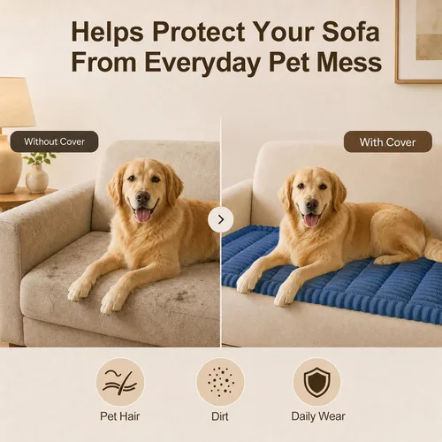Vista 40 de decorUhome Funda de sofá para perros, funda antideslizante y mullida para sofá, para asiento, respaldo y reposabrazos, protector de sofá suave