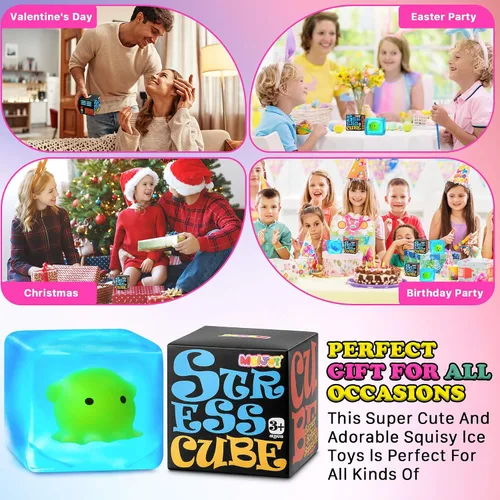Vista 8 de Juguetes sensoriales de cubo antiestrés para adultos, pulpo que brilla en la oscuridad, juguetes sensoriales para niños con autismo, bolas de estrés