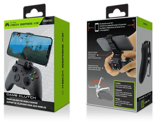 Vista 8 de Bionik Game Clutch for Xbox Series XS Controllers Mobile Gaming Phone Clip, Adjustable Clamp, Up to 3.6 Inches Wide