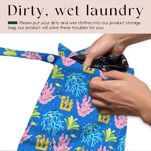 Vista 3 de Bolsa para artículos húmedos y secos, bolsas de natación impermeables, lavables a máquina, bolsas reutilizables para playa, piscina, pañales y ropa