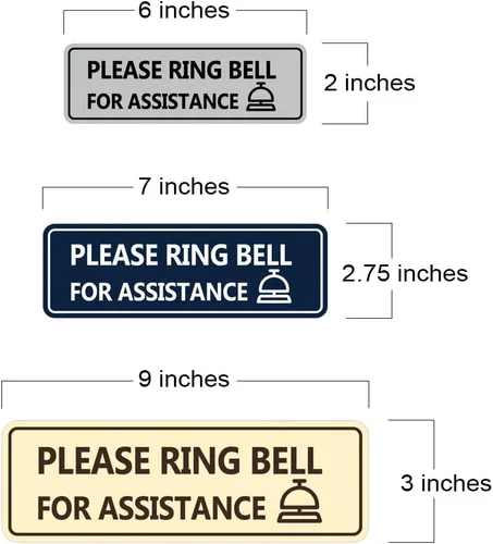 Vista 5 de Standard Please Ring Bell for Assistance (Bell) Sign (azul) - Pequeño