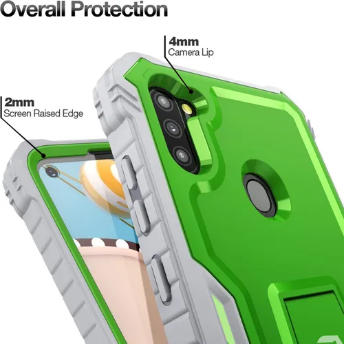 Vista 2 de FITO - Funda para Samsung Galaxy A11, durable, resistente a los golpes, con protector de pantalla y soporte integrado