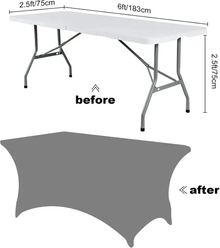 Vista 4 de SuperO - Paquete de 2 manteles de elastano impermeables para mesas de 6 pies, mantel elástico universal ajustable para fiestas, banquetes, bodas