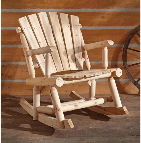 Vista 2 de CASTLECREEK Mecedora para exteriores de madera, mecedora Adirondack de gran tamaño para porche y patio