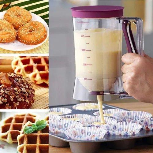 Vista 4 de Dispensador de masa para tortitas y magdalenas, utensilio de repostería con etiqueta de medición, herramienta perfecta para hornear cupcakes