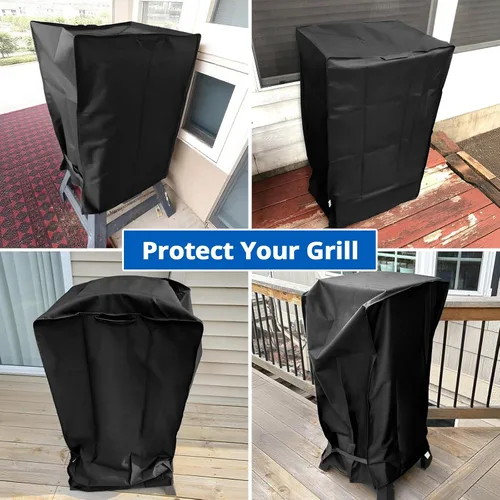 Vista 7 de Funda para ahumador eléctrico de 30 pulgadas, cubierta vertical cuadrada impermeable resistente para ahumador, cubierta digital para barbacoa