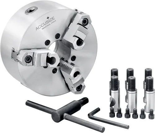 Vista 2 de Accusize Industrial Tools 6''/160mm 2-Piece Reversible Jaws 3-Jaw Chuck, D1-4, Direct Mount, 1.575'' Center Hole, 0559-0101
