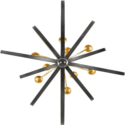 Vista 6 de Crystorama Luna - Candelabro de bronce inglés y oro antiguo con 9 luces, lámpara de techo - Candelabros para pasillo, sala de estar, vestíbulo