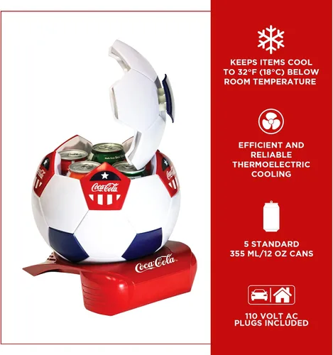 Vista 4 de Mini refrigerador Coca Cola - Refrigerador para dormitorio u oficina, enfriador portátil de mesa para bebidas, 12V 110V Refrigerador para bebidas