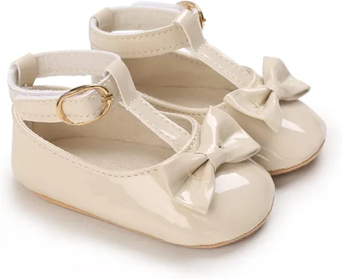 Vista 3 de COSANKIM Zapatos planos Mary Jane para bebés y niñas, suela de goma antideslizante, zapatos de vestir de princesa para boda