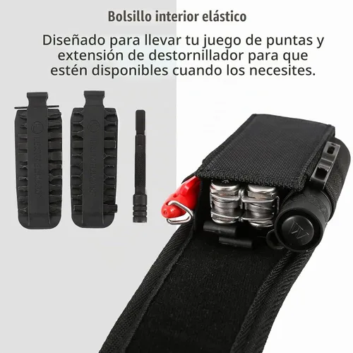 Vista 4 de Funda multiherramienta, bolsa multiherramienta, organizador de cinturón EDC para lápiz/linterna/cuchillo plegable, funda para cuchillo se ajusta a