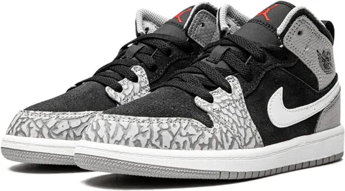 Vista 2 de Jordan Preescolar 1 Mid DM6215 016 Estampado de Elefante - Talla 1Y, Crimson BlissRush Naranja