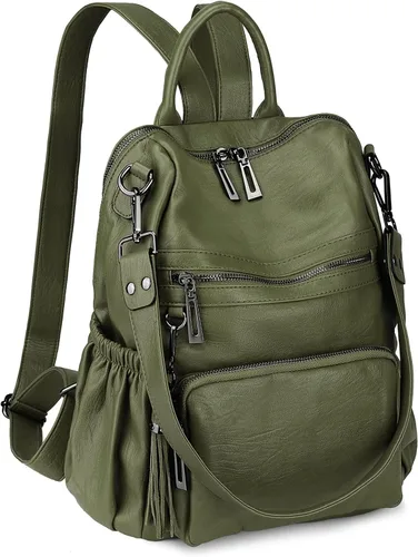 Vista 21 de Uromee Mochila de Viaje Monedero para Mujeres Cuero Vegano Damas Moda Borla Bolsa de Hombro Convertible, Grande, Mochilas Daypack