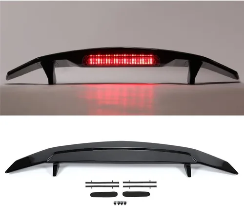 Vista 5 de Alerón de maletero negro brillante con luz de freno LED 3RD compatible con 2016-2021 H0nda Civic EX-L EX LX Sport Sedan - Luz de freno para maletero