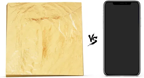 Vista 6 de YongBo Hojas de hojas doradas, 200 piezas de papel de aluminio dorado de 5.5 pulgadas para manualidades, pintura, dorado, slime, diseño de uñas