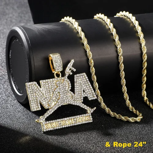 Vista 5 de Cadenas colgantes para hombre HH Bling Empire Iced Out Nba Youngboy de plata y oro. Collares de zapatos deportivos de diamante que nunca se rompe