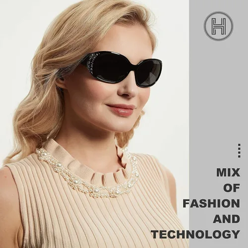 Vista 2 de Holota Gafas de sol polarizadas para mujer, gafas de sol envolventes con diamantes de imitación con protección UV400