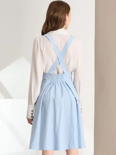 Vista 5 de Allegra K Women's Suspender Braces Skirts Elastic Waist Overall Dress