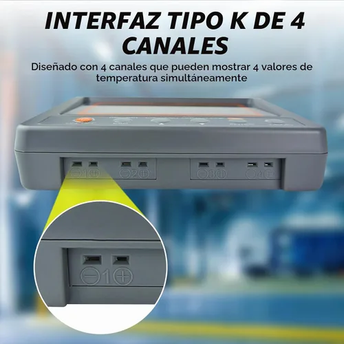 Vista 2 de Registrador de datos de termopar de 4 canales -328 ~ 2498 ° F, registrador de datos de temperatura con tarjeta SD de 8 GB, registro automático