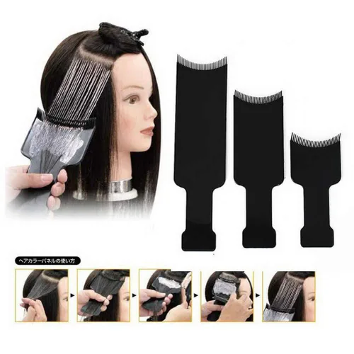 Vista 5 de Kit de resaltado de balayage de 6 piezas, tablero de color para el cabello con dientes, láminas y cepillo para teñir y colorear 3 tamaños