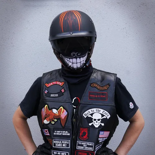Vista 6 de VCOROS - Medio casco para motocicleta F07 de cara abierta, aprobado por DOT VCOROS Medio casco de motocicleta F07 de cara abierta aprobado por DOT