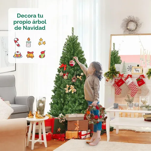 Vista 6 de DREAMADE Árbol de Navidad preiluminado de 6 pies, árbol de Navidad con 1000 ramas de PVC, 350 luces LED de doble color preencordadas, 11 modos