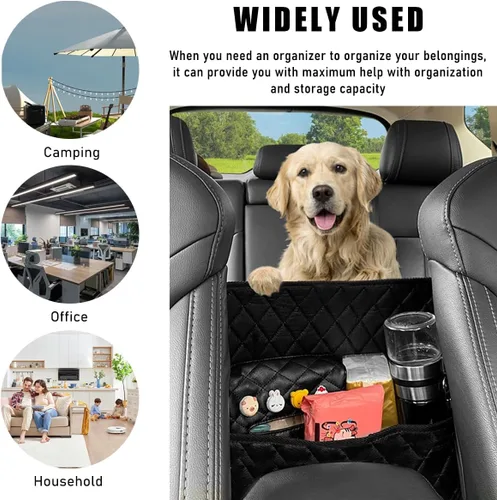 Vista 6 de Ohleats Soporte para bolso entre asientos de coche, bolsillo de almacenamiento de gran capacidad de cuero para el asiento delantero, organizador
