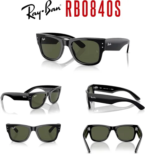 Vista 7 de Ray-Ban RB0840S Mega Wayfarer - Lentes de sol cuadrados para hombre y mujer + paquete con kit de limpieza de diseñador iWear