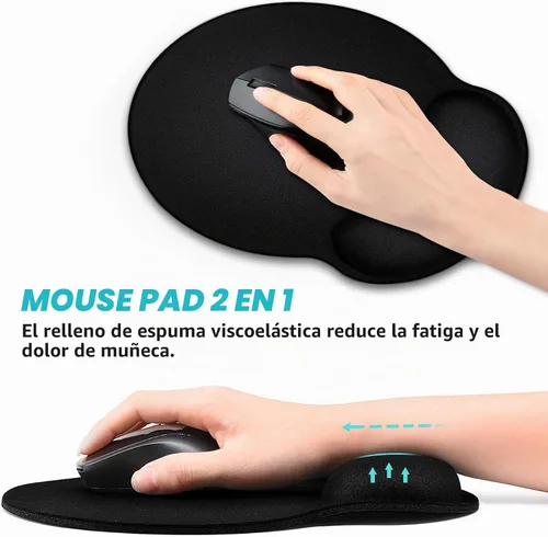 Vista 5 de Paquete de 3 alfombrillas ergonómicas para mouse con soporte para reposamuñecas, alfombrilla de mouse redonda para juegos con superficie lisa y base
